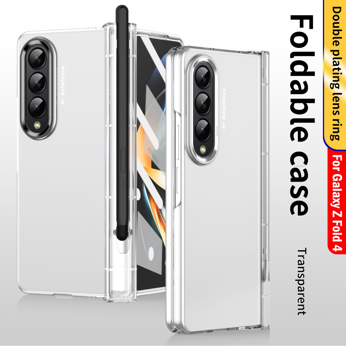 2 Pcs Lens Ring for Samsung Z Fold 4 Hinge Case With Pen Slot Add Touch Pen for Galaxy Z Fold 4 5G