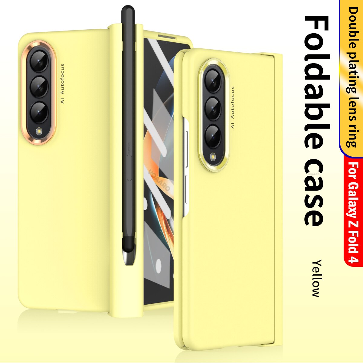 2 Pcs Lens Ring for Samsung Z Fold 4 Hinge Case With Pen Slot Add Touch Pen for Galaxy Z Fold 4 5G