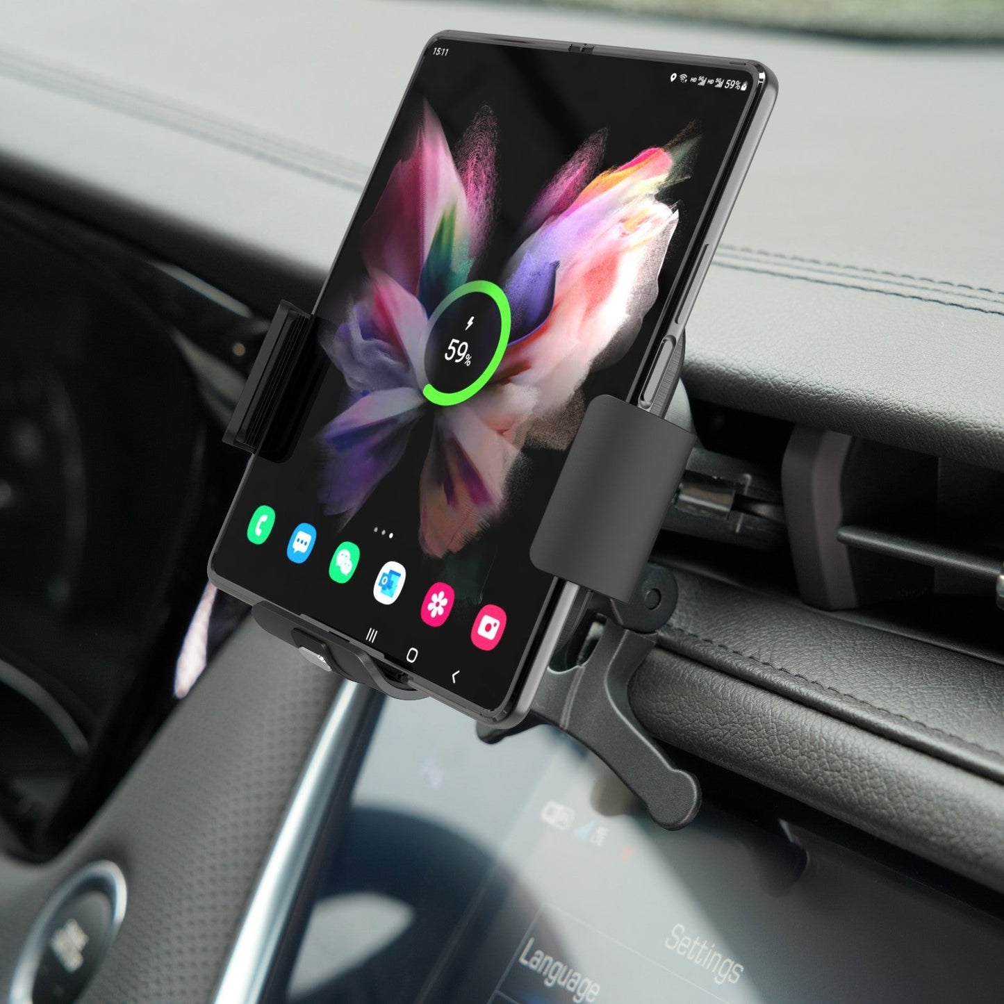 15W Intelligent Automatic Sensor Dual Charging Car Holder Charger For Samsung Galaxy Z Fold4 Fold3 5G