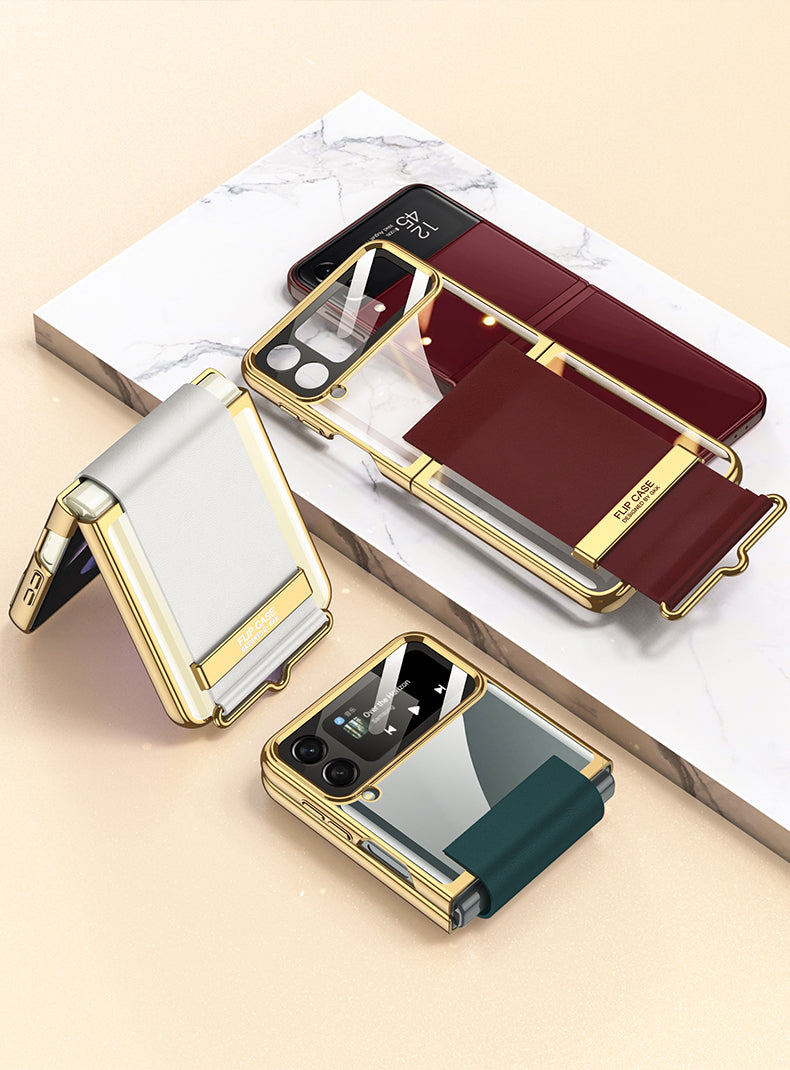 Electroplated Samsung Galaxy Z Flip4 5G  Hard Cover with Strap