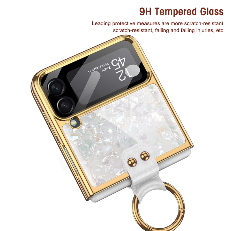 Golden Frame Luxury Crystal Case With Ring Stand For Samsung Galaxy Z Flip3(4)
