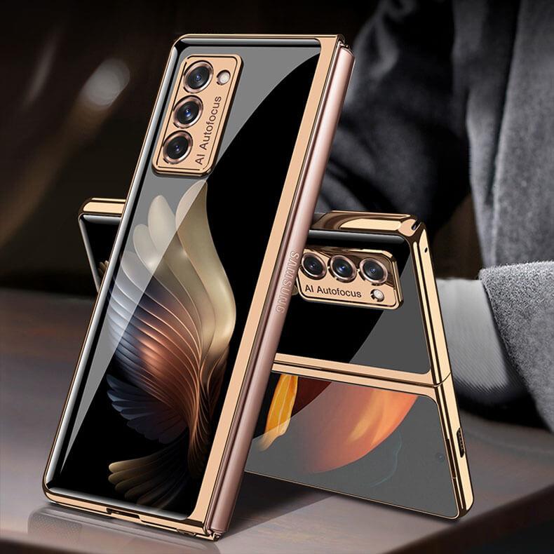 Luxury Plating Glass Case Anti-knock Protective Hard Edge Cover For Samsung Galaxy Z Fold 2 5G - VooChoice