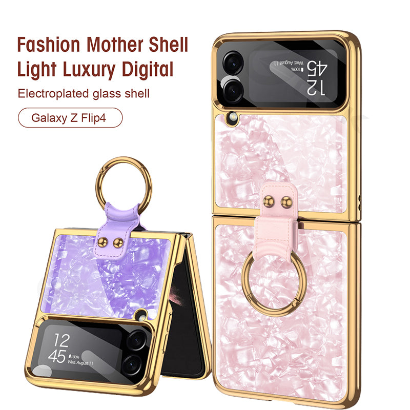 Golden Frame Luxury Crystal Case With Ring Stand For Samsung Galaxy Z Flip3(4)