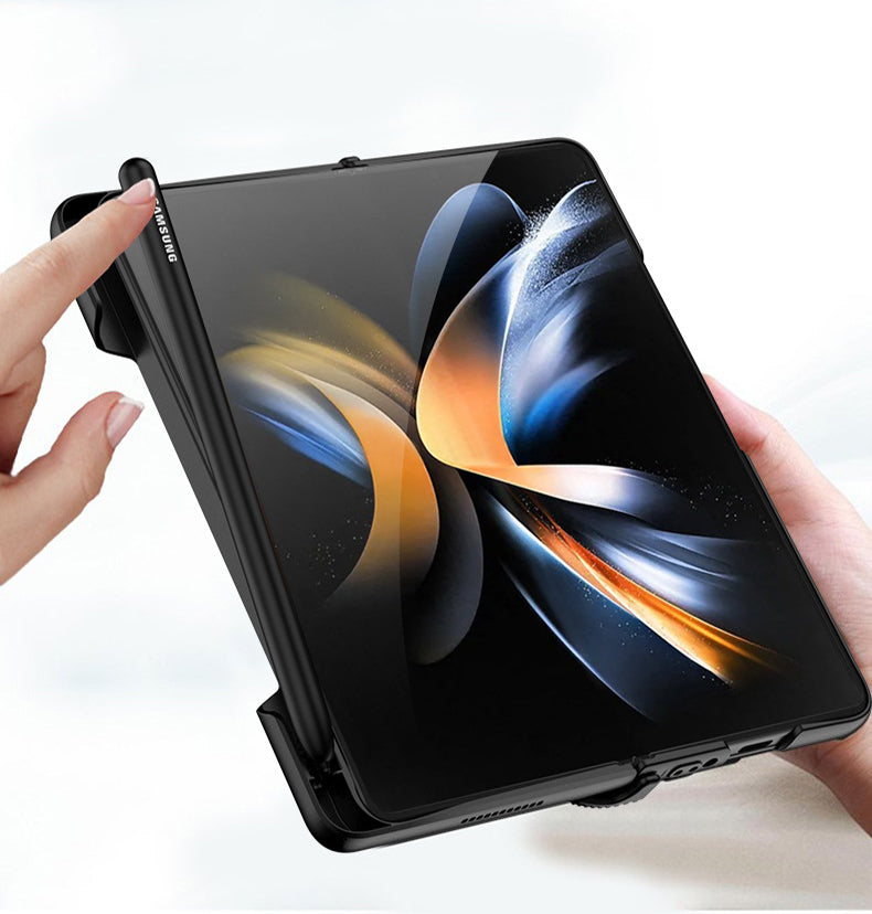 Side Pen Slot Hinge Flip Cover for Samsung Galaxy Z Fold4 5G Magnetic Case with Screen Protector