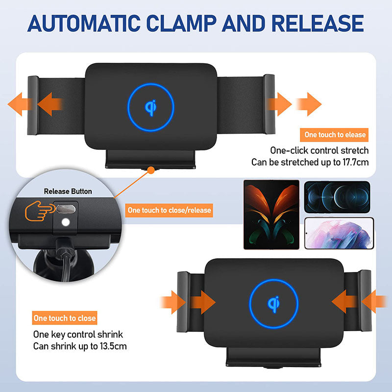 Automatic Clamping Car Wireless Charger Air Vent Mount Phone Holder