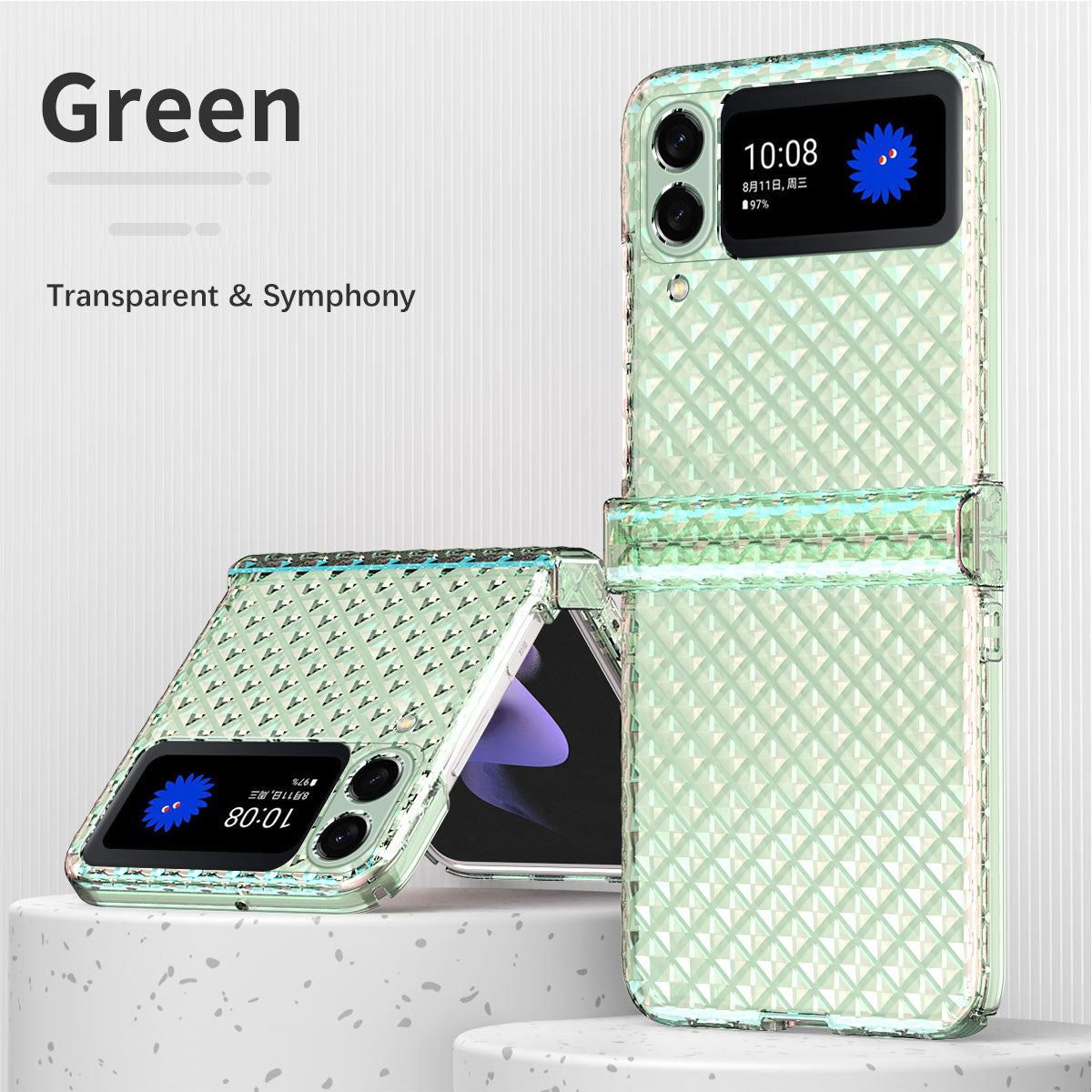 Colorful Candy Gradient & Glitter Diamond Shockproof Phone Case For Samsung Galaxy Z Flip3 Flip4
