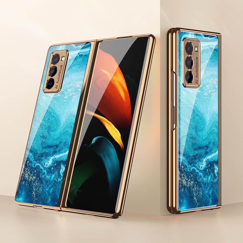 Luxury Plating Glass Case Anti-knock Protective Hard Edge Cover For Samsung Galaxy Z Fold 2 5G - VooChoice