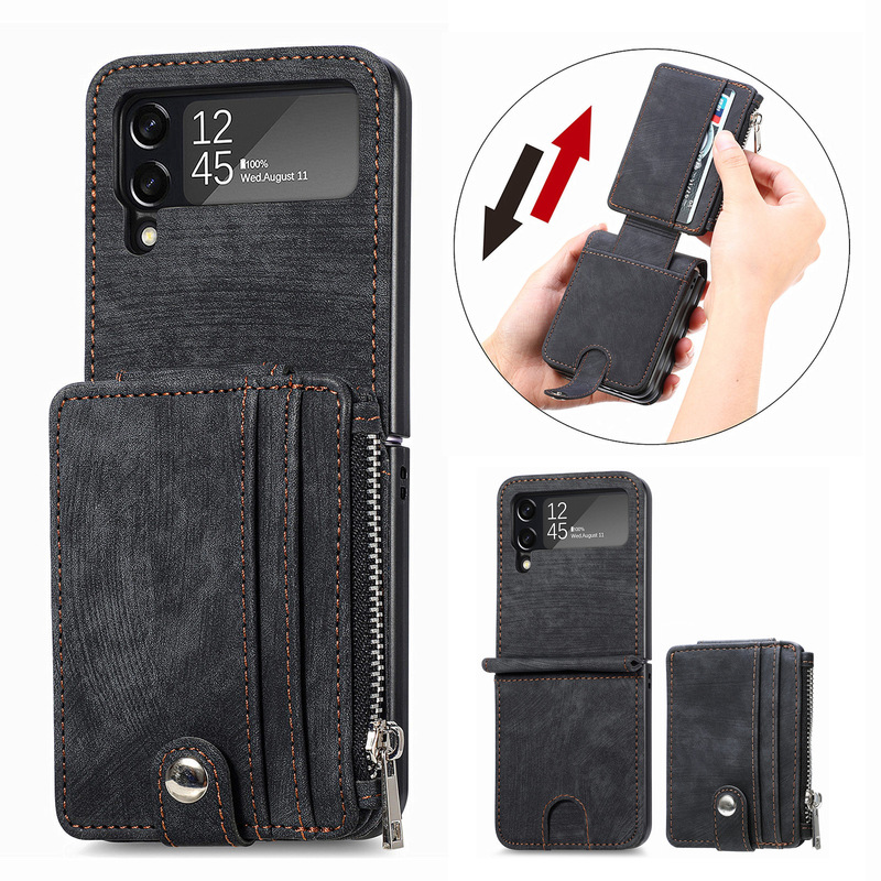 Detachable Card Holder Case For Samsung Galaxy Z Flip4 5G Flip4 Leather Case