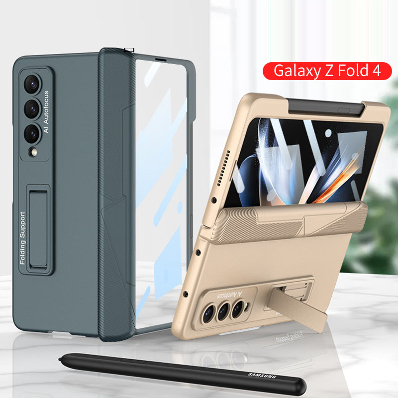 Side Pen Slot Hinge Flip Cover for Samsung Galaxy Z Fold4 5G Magnetic Case with Screen Protector