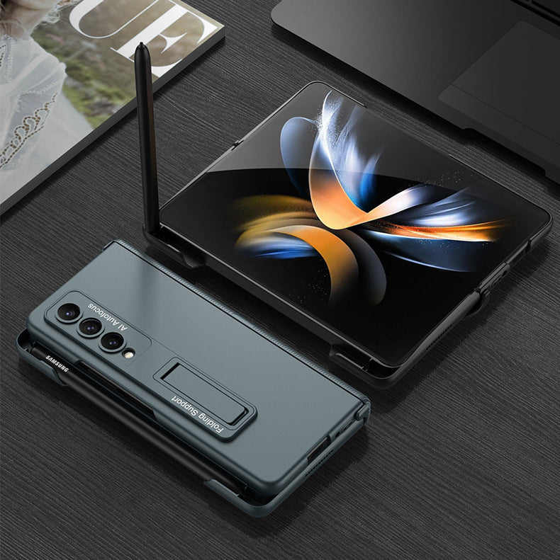Side Pen Slot Hinge Flip Cover for Samsung Galaxy Z Fold4 5G Magnetic Case with Screen Protector