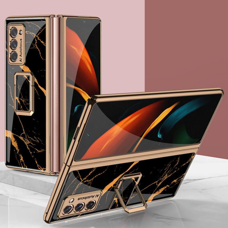 Luxury Plating Glass Case Anti-knock Protective Hard Edge Cover For Samsung Galaxy Z Fold 2 5G - VooChoice
