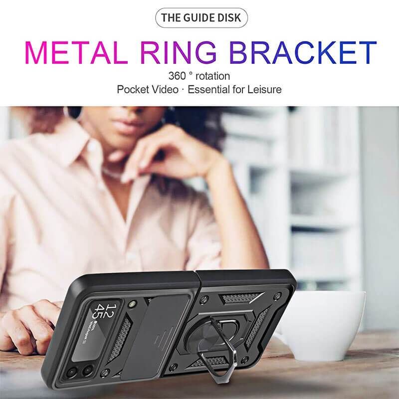 Drop Tested Cover with Magnetic Kickstand Car Mount Protective Case for Samsung Galaxy Z Flip 3 5G pphonecover