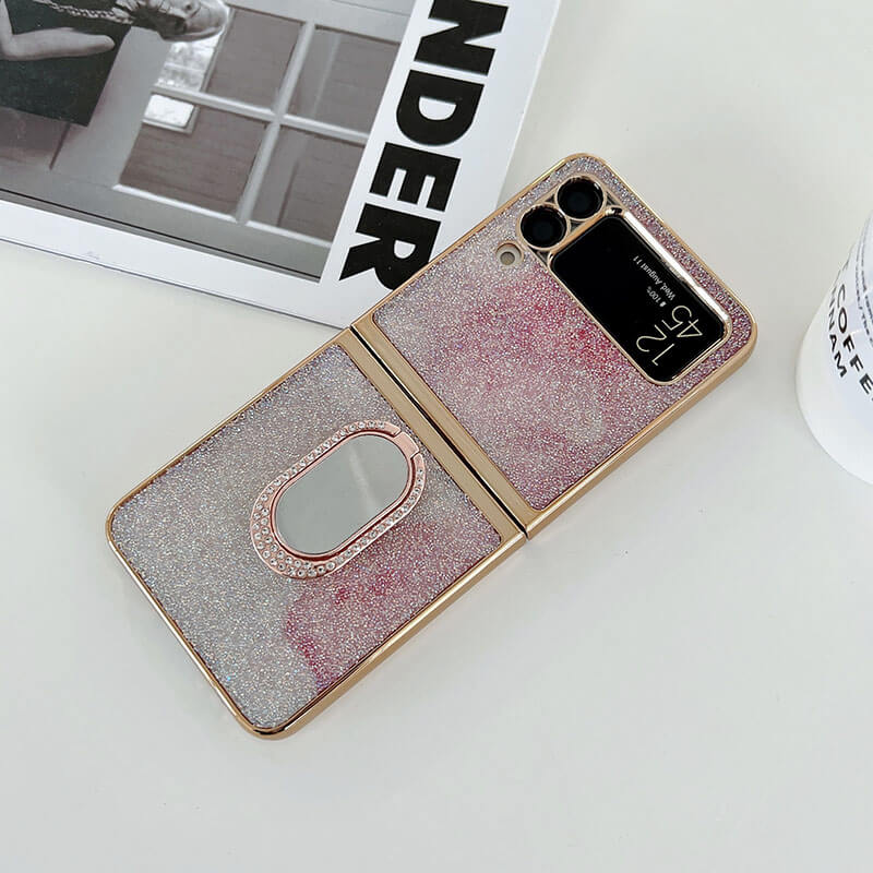 Shining Diamond Mirror Ring Protective Cover For Samsung Galaxy Z Flip 3 5G pphonecover