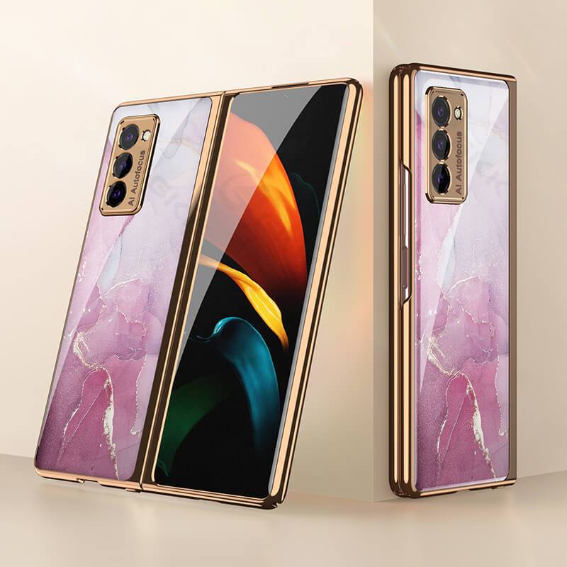 Luxury Plating Glass Case Anti-knock Protective Hard Edge Cover For Samsung Galaxy Z Fold 2 5G - VooChoice