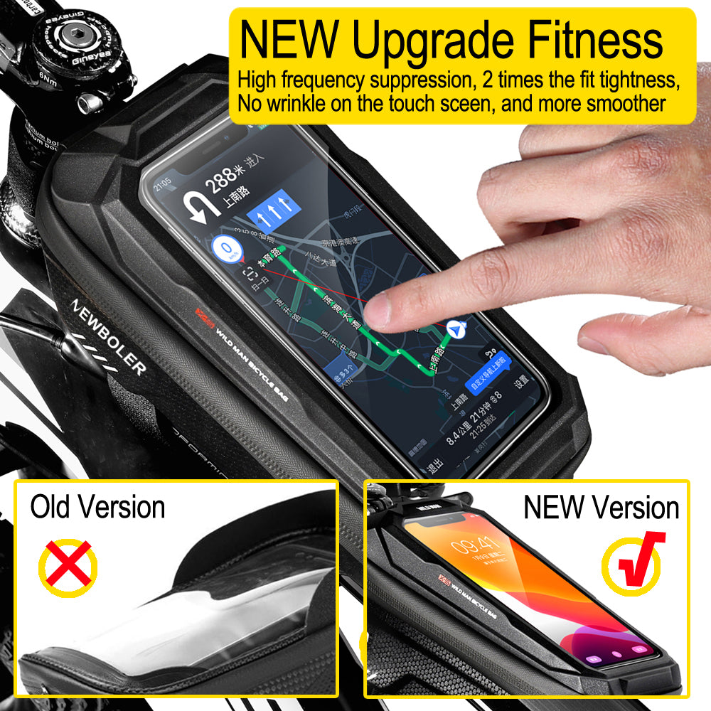 Bicycle Bag 1.2L Frame Front Tube Cycling Waterproof Holder 7 inch Touchscreen Bag Bike Accessories