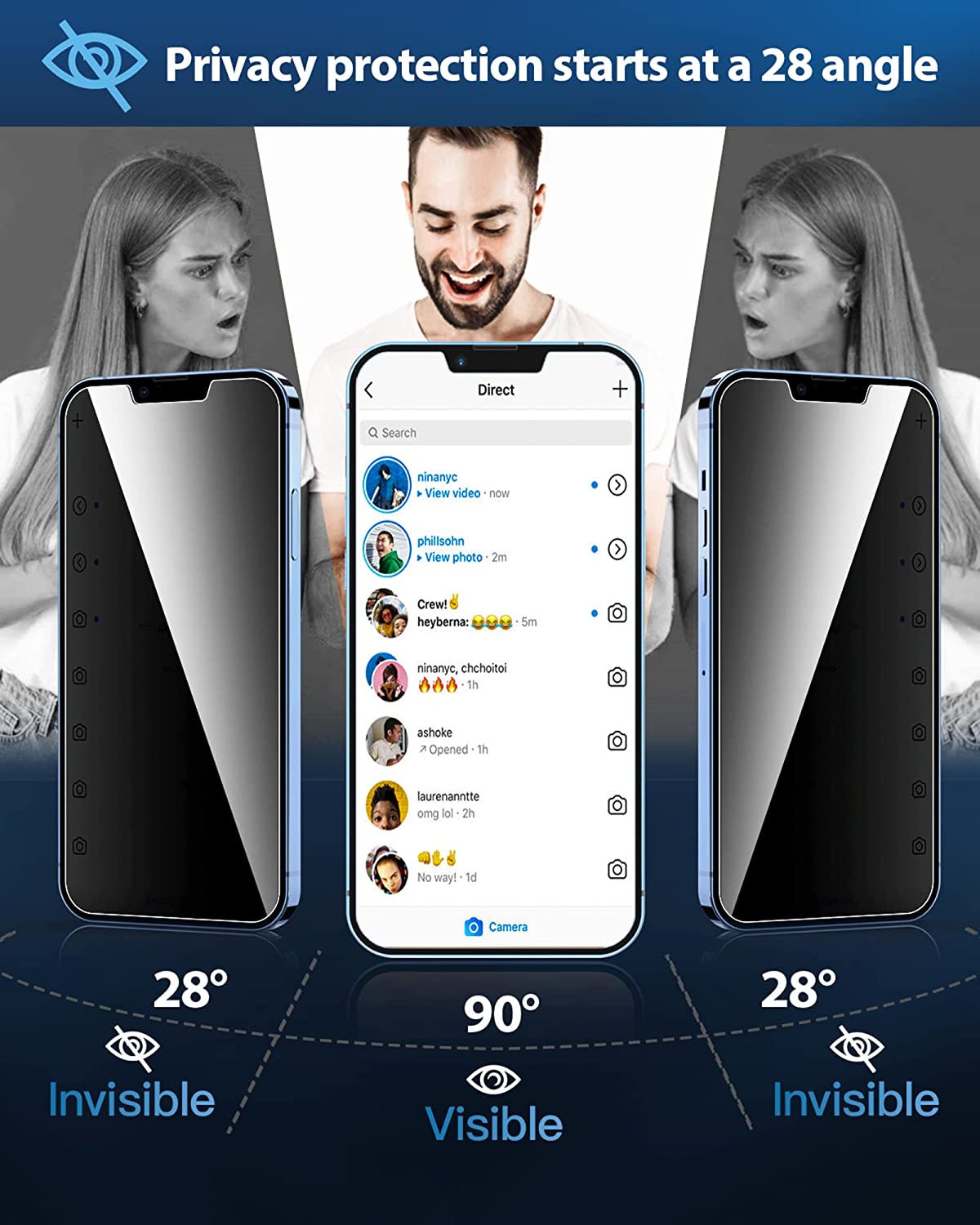 Anti-Spy Screen Protector With Auto Alignment Kit For iPhone
