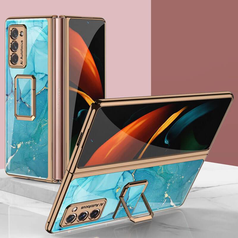 Luxury Plating Glass Case Anti-knock Protective Hard Edge Cover For Samsung Galaxy Z Fold 2 5G - VooChoice