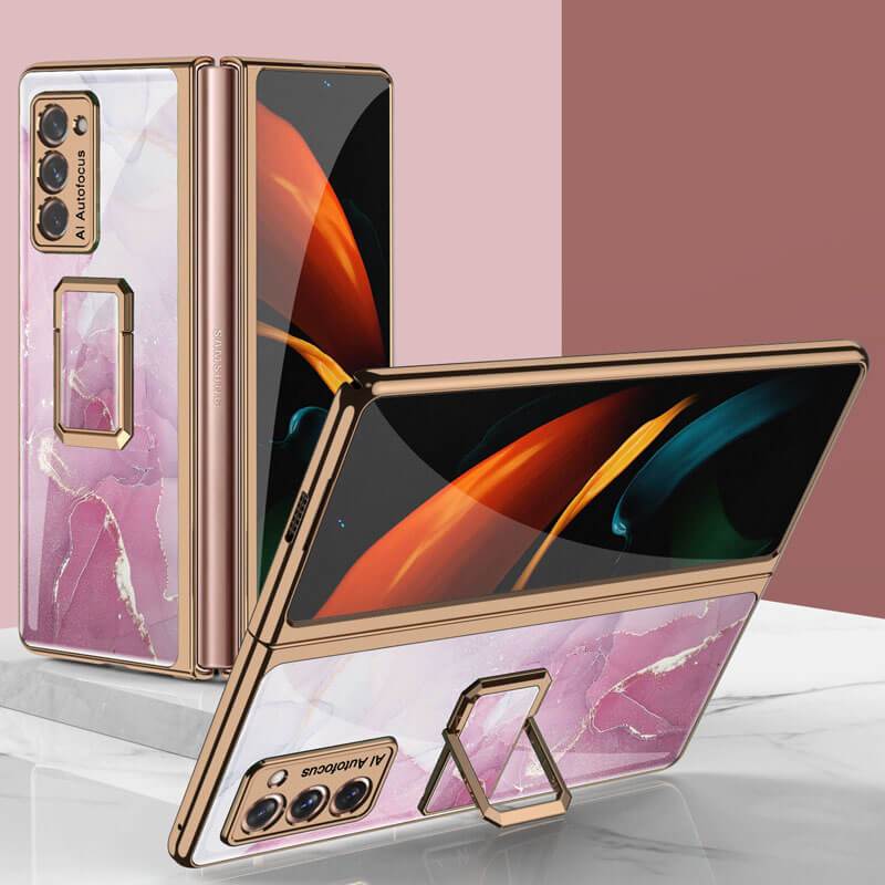 Luxury Plating Glass Case Anti-knock Protective Hard Edge Cover For Samsung Galaxy Z Fold 2 5G - VooChoice