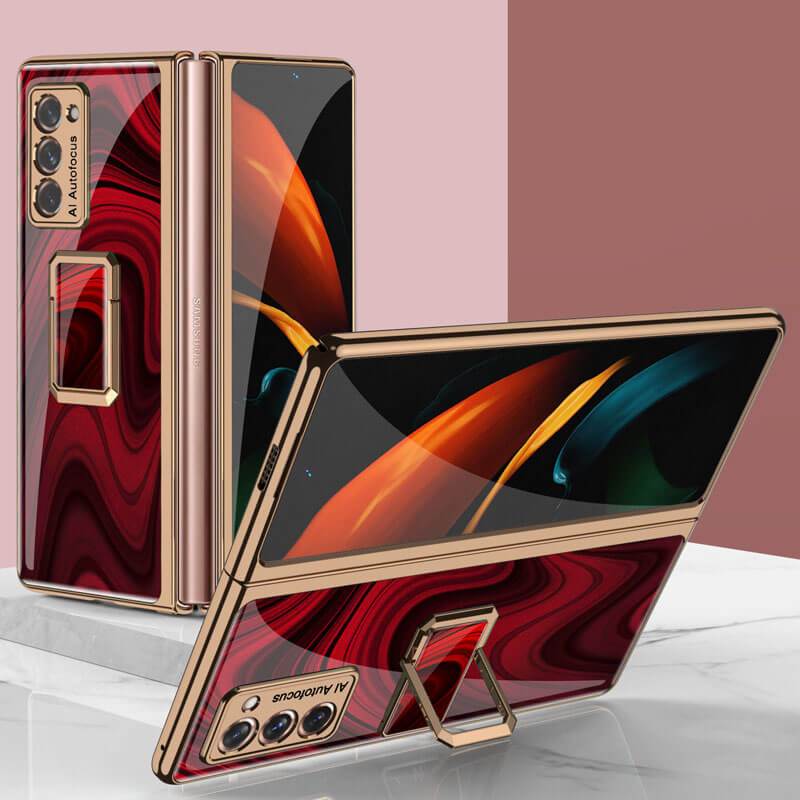 Luxury Plating Glass Case Anti-knock Protective Hard Edge Cover For Samsung Galaxy Z Fold 2 5G - VooChoice