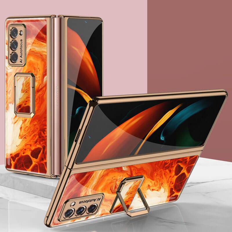 Luxury Plating Glass Case Anti-knock Protective Hard Edge Cover For Samsung Galaxy Z Fold 2 5G - VooChoice
