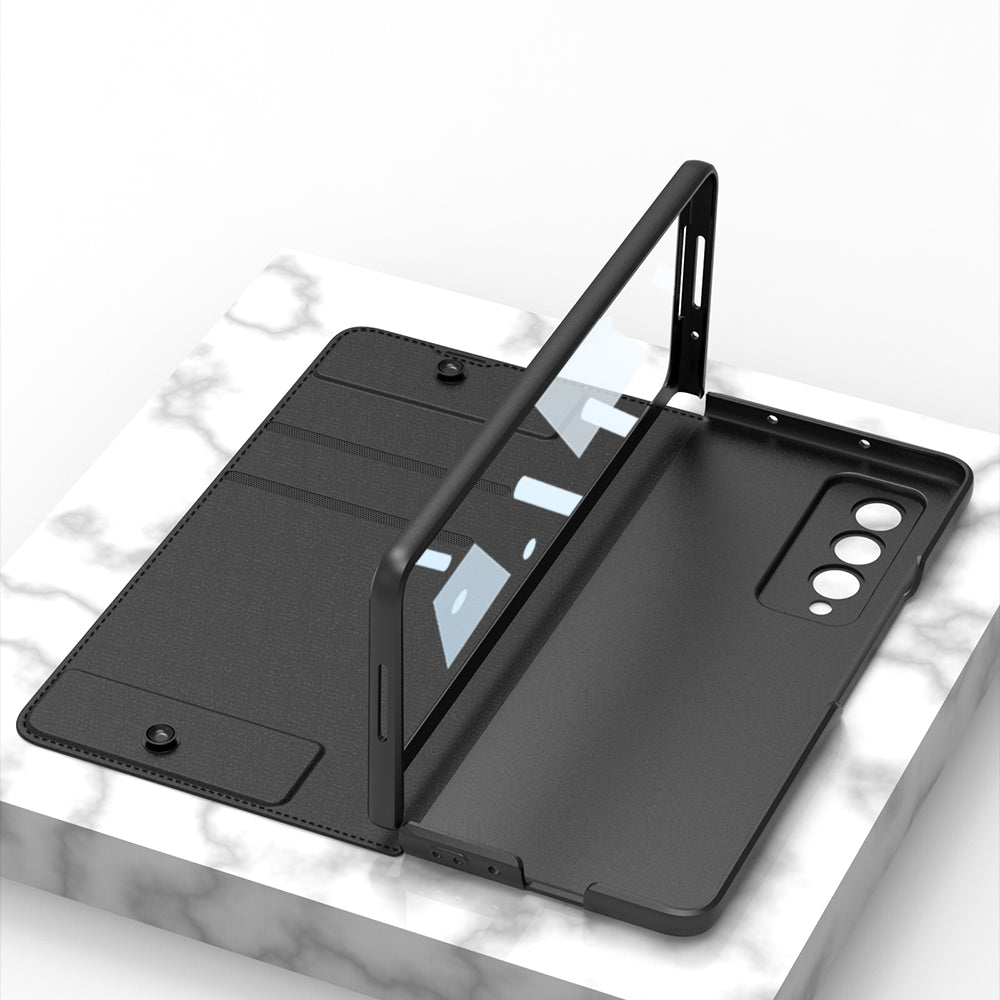 Leather Wallet Samsung Galaxy Z Fold4 5G Case With Detachable Velcro Pen Slot