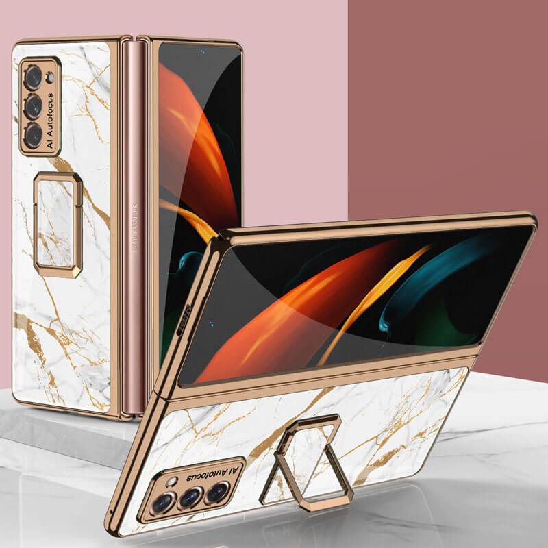 Luxury Plating Glass Case Anti-knock Protective Hard Edge Cover For Samsung Galaxy Z Fold 2 5G - VooChoice