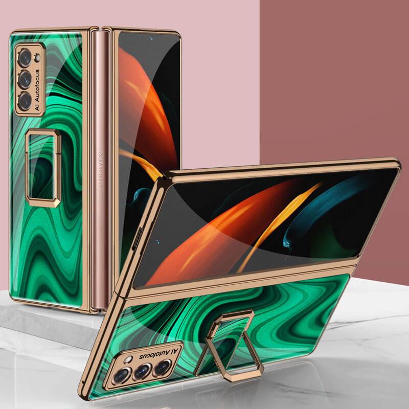 Luxury Plating Glass Case Anti-knock Protective Hard Edge Cover For Samsung Galaxy Z Fold 2 5G - VooChoice
