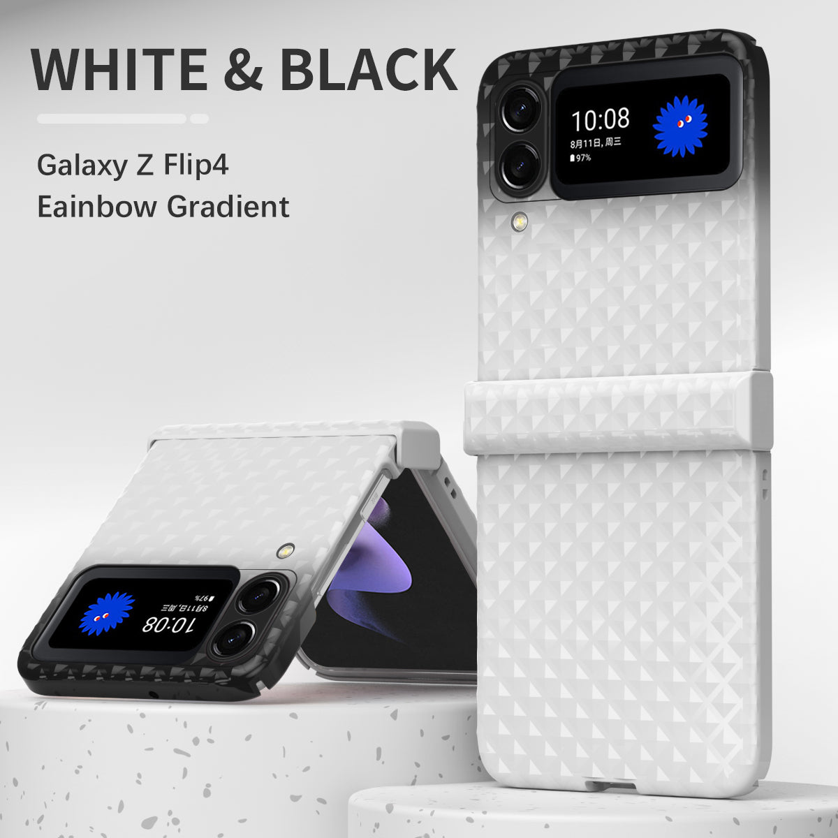 Colorful Candy Gradient & Glitter Diamond Shockproof Phone Case For Samsung Galaxy Z Flip3 Flip4