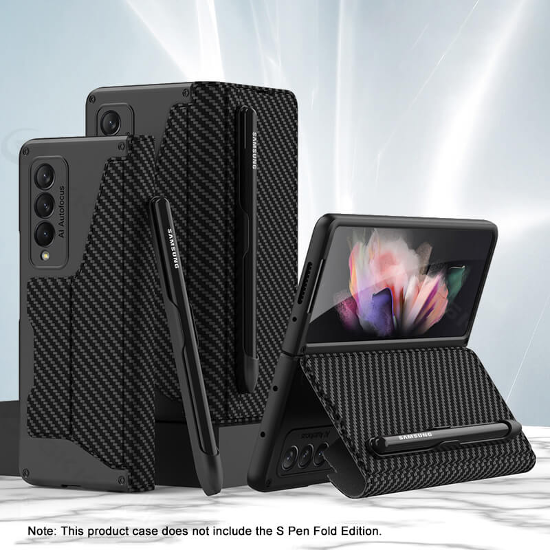 Leather Pen Holder Armor Back Case For Samsung Galaxy Z Fold 3 5G