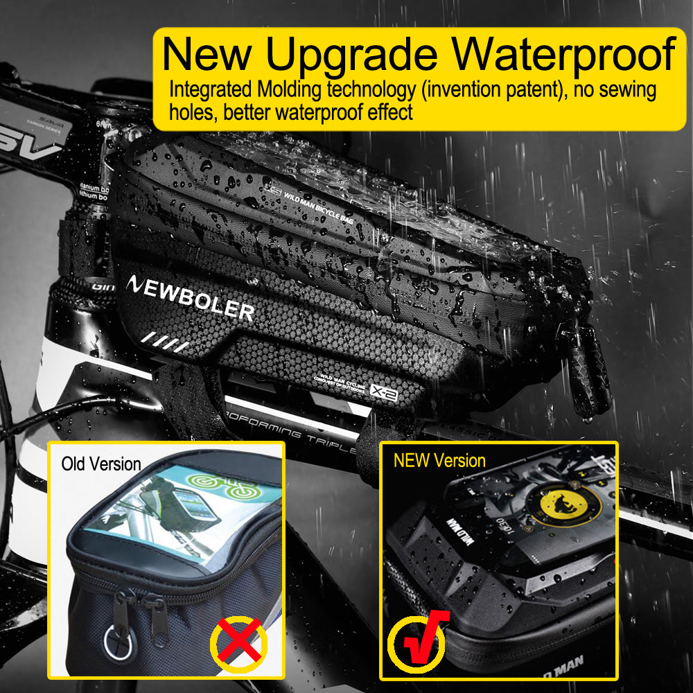 Bicycle Bag 1.2L Frame Front Tube Cycling Waterproof Holder 7 inch Touchscreen Bag Bike Accessories