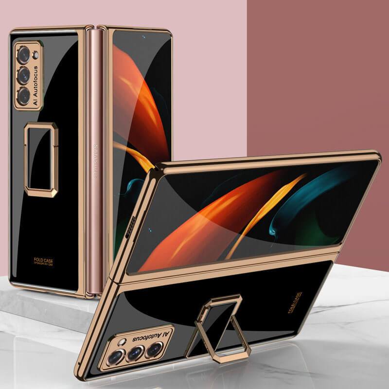 Luxury Plating Glass Case Anti-knock Protective Hard Edge Cover For Samsung Galaxy Z Fold 2 5G - VooChoice