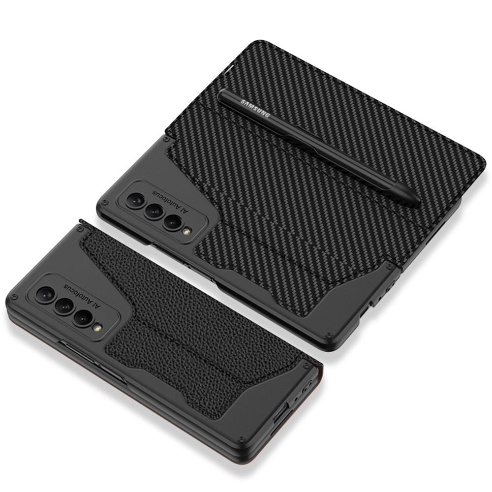 Leather Wallet Samsung Galaxy Z Fold4 5G Case With Detachable Velcro Pen Slot