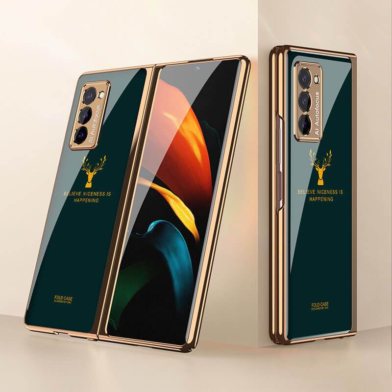 Luxury Plating Glass Case Anti-knock Protective Hard Edge Cover For Samsung Galaxy Z Fold 2 5G - VooChoice