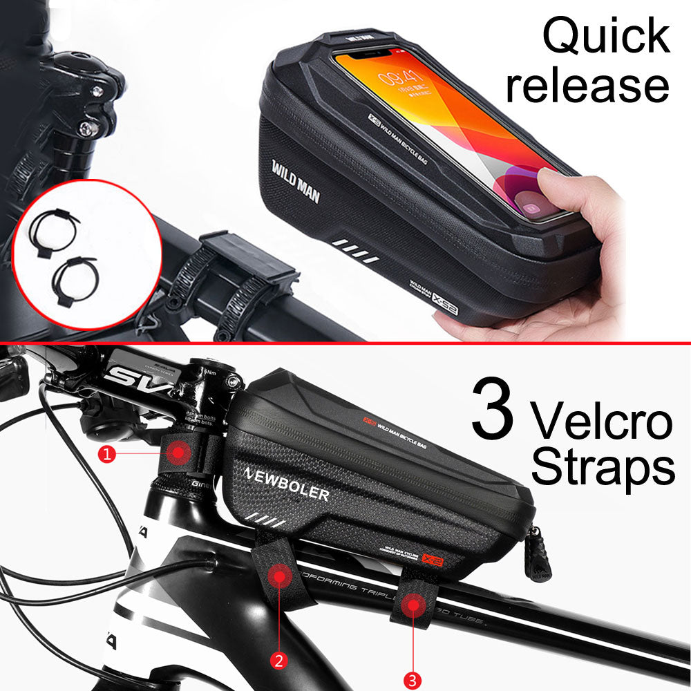 Bicycle Bag 1.2L Frame Front Tube Cycling Waterproof Holder 7 inch Touchscreen Bag Bike Accessories