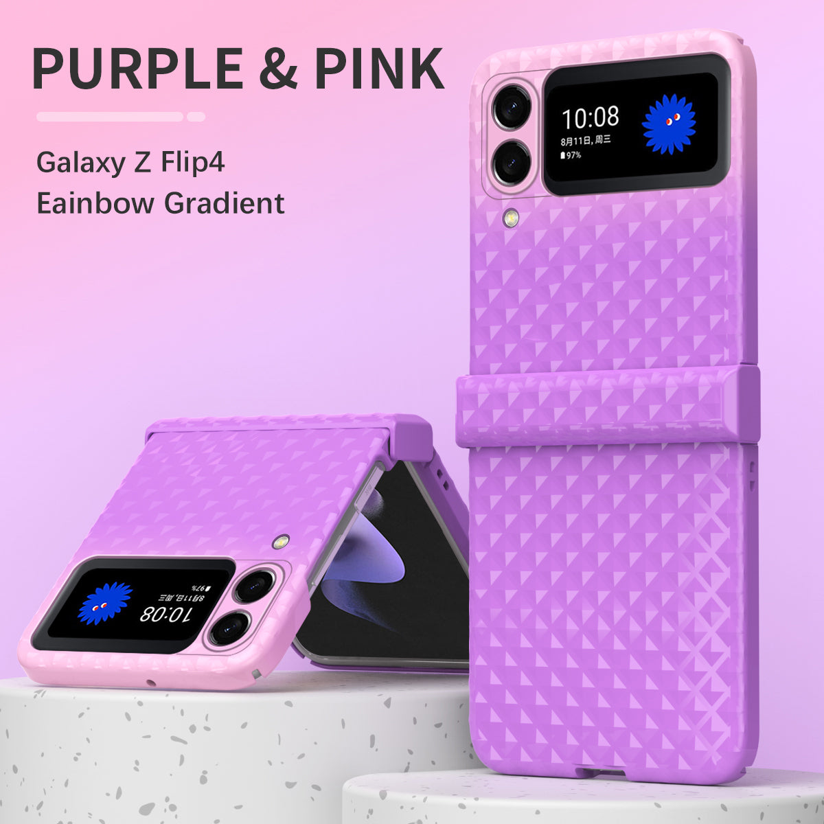 Colorful Candy Gradient & Glitter Diamond Shockproof Phone Case For Samsung Galaxy Z Flip3 Flip4