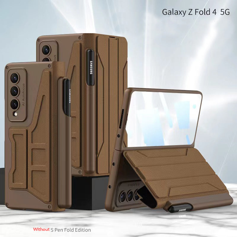 Leather Samsung Galaxy Z Fold4 5G Flip Case Cover With Film Detachable S Pen Holder
