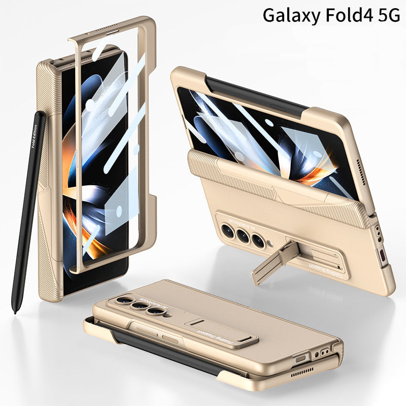 Side Pen Slot Hinge Flip Cover for Samsung Galaxy Z Fold4 5G Magnetic Case with Screen Protector