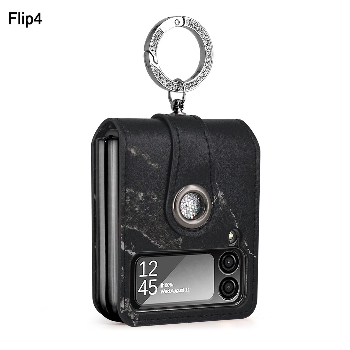 Luxury Marble Grain Leather Phone Case with Ring Bracket For Samsung Galaxy Z Flip4