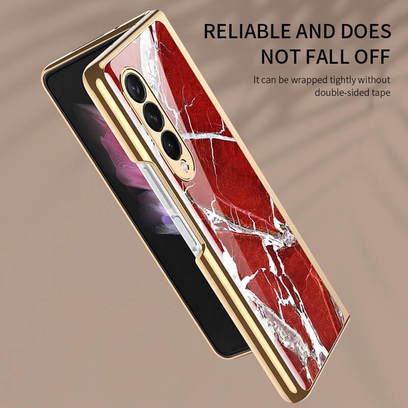 Luxury Marble Glass Case For Samsung Galaxy Z Fold 3 5G