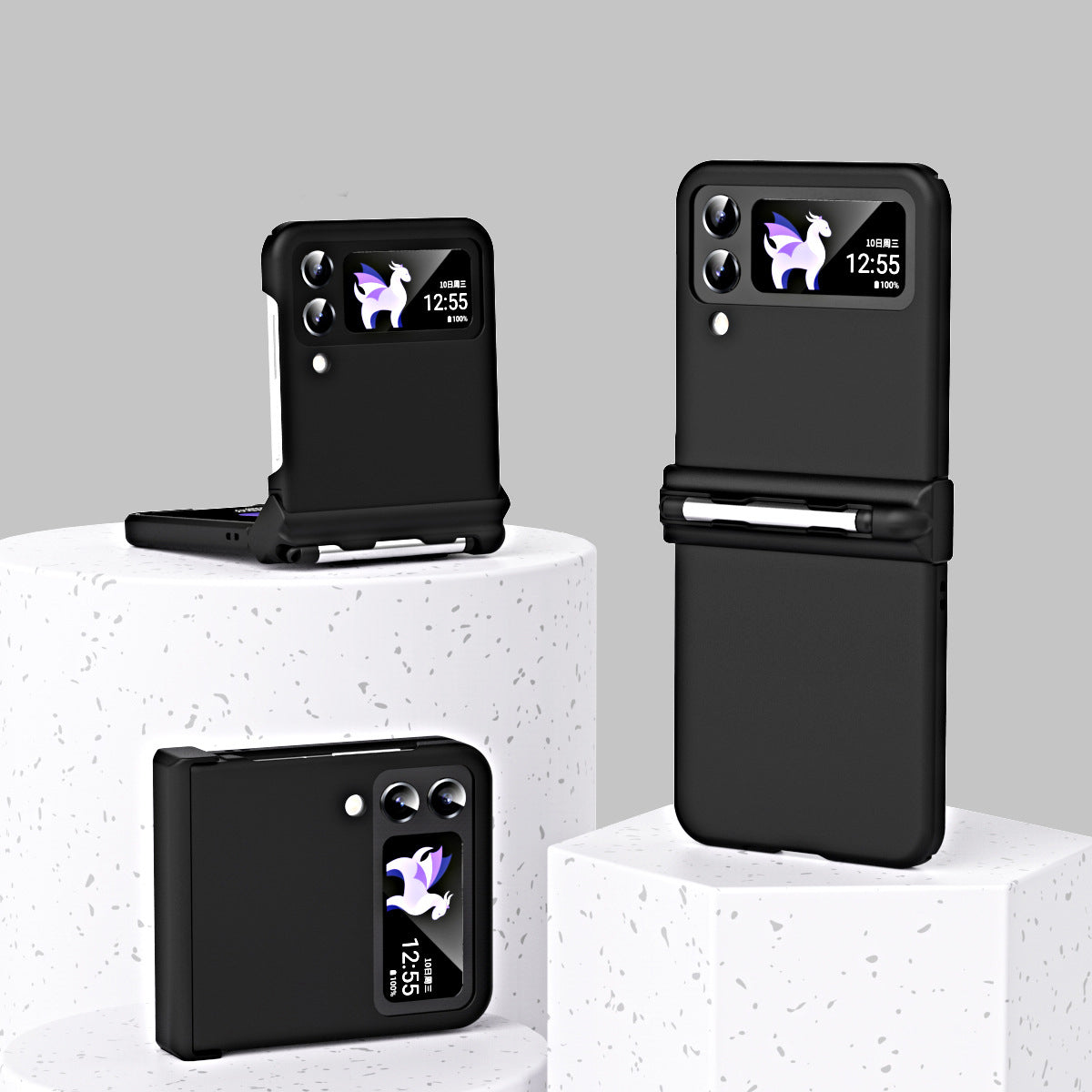 Macaron Hinged All-Inclusive Drop-Proof Cover with Stylus for Samsung Galaxy Z Flip4 5G