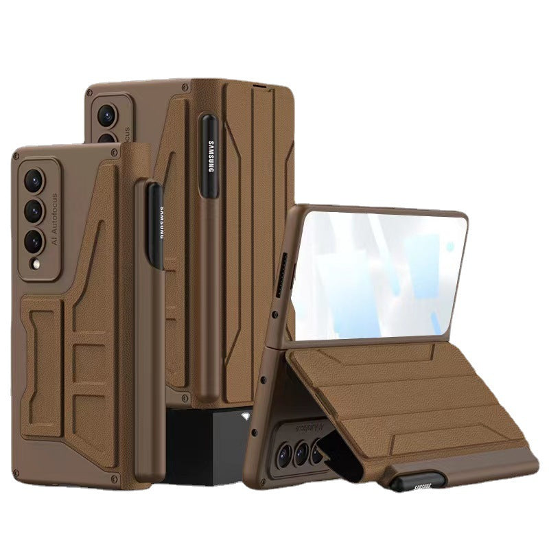 Leather Samsung Galaxy Z Fold4 5G Flip Case Cover With Film Detachable S Pen Holder