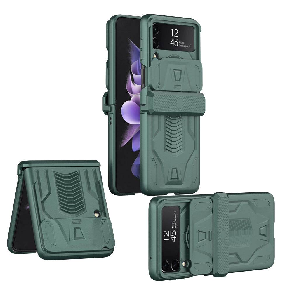 Magnetic Hinge Hard Armor Shockproof Case For Samsung Galaxy Z Flip 4 5G With Slide Lens Cover