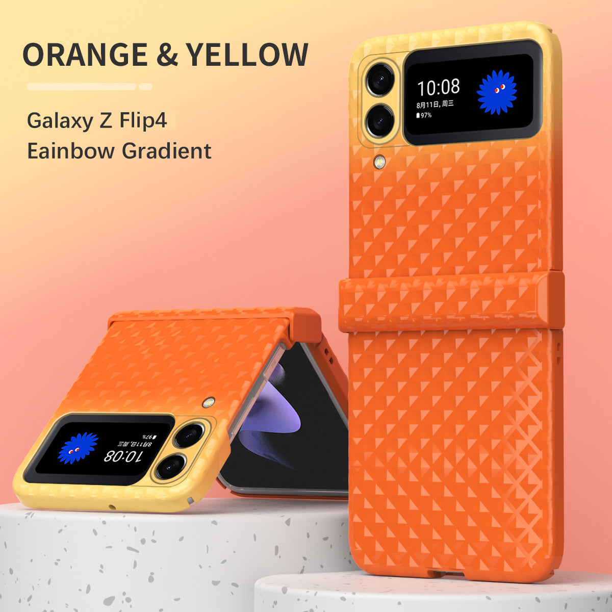 Colorful Candy Gradient & Glitter Diamond Shockproof Phone Case For Samsung Galaxy Z Flip3 Flip4