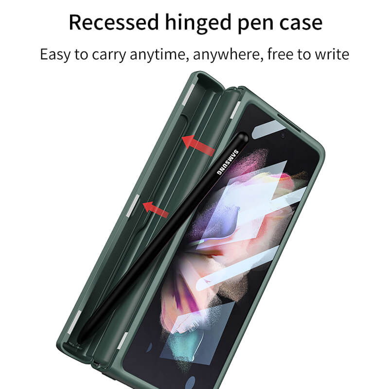 Magnetic Frame Stand All-included Screen Glass Film Case With Hidden S Pen Slot For Samsung Galaxy Z Fold 3 5G - GiftJupiter