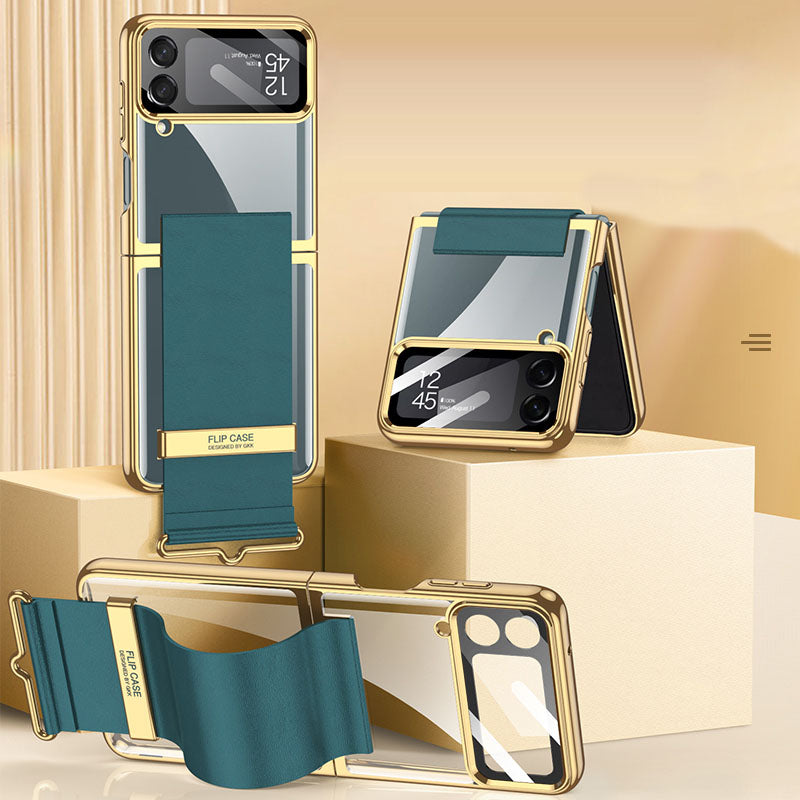 Electroplated Samsung Galaxy Z Flip4 5G  Hard Cover with Strap