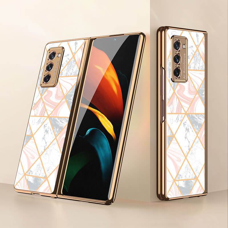 Luxury Plating Glass Case Anti-knock Protective Hard Edge Cover For Samsung Galaxy Z Fold 2 5G - VooChoice