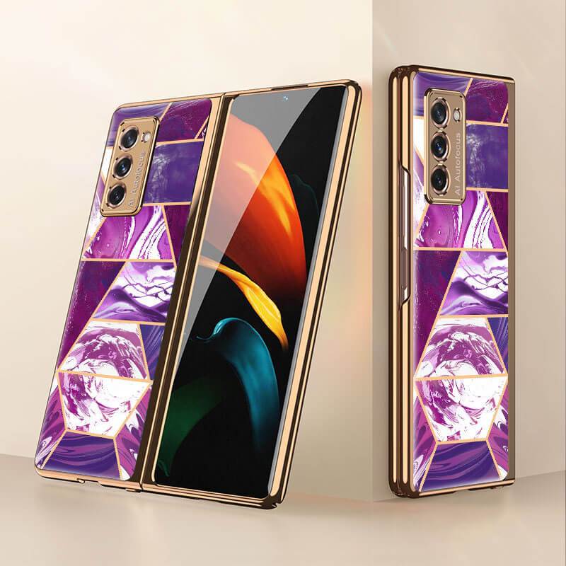 Luxury Plating Glass Case Anti-knock Protective Hard Edge Cover For Samsung Galaxy Z Fold 2 5G - VooChoice