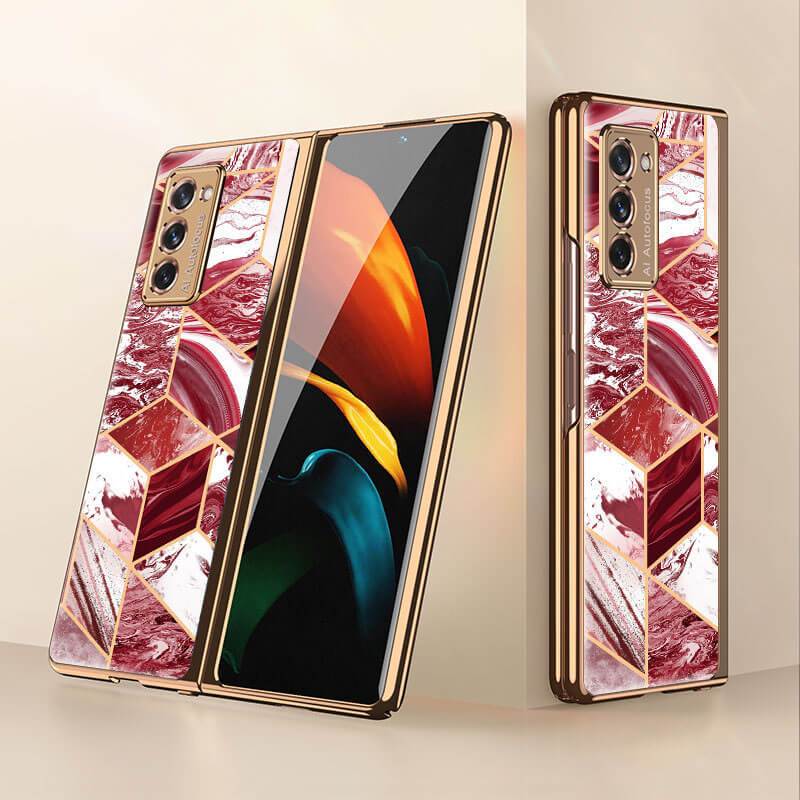 Luxury Plating Glass Case Anti-knock Protective Hard Edge Cover For Samsung Galaxy Z Fold 2 5G - VooChoice