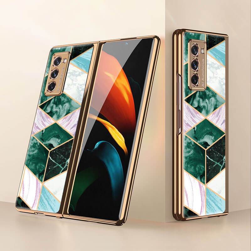 Luxury Plating Glass Case Anti-knock Protective Hard Edge Cover For Samsung Galaxy Z Fold 2 5G - VooChoice