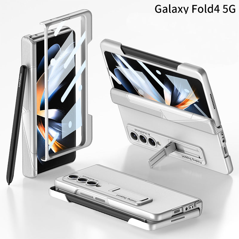 Side Pen Slot Hinge Flip Cover for Samsung Galaxy Z Fold4 5G Magnetic Case with Screen Protector